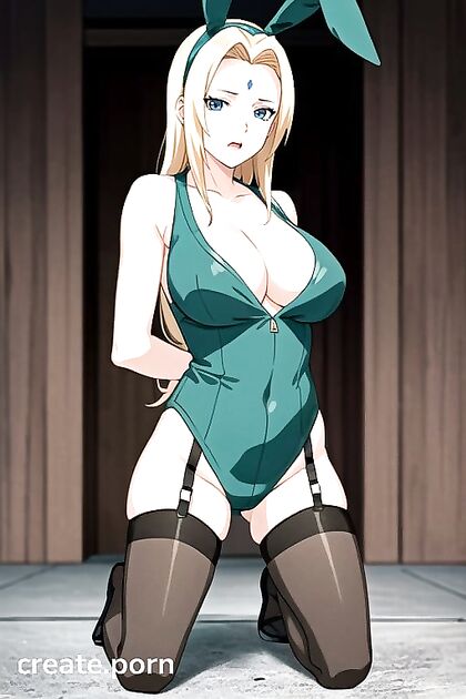 Tsunade in a Bunny Costume, Hands Tied Behind Her Back, Wild Hentai Sex