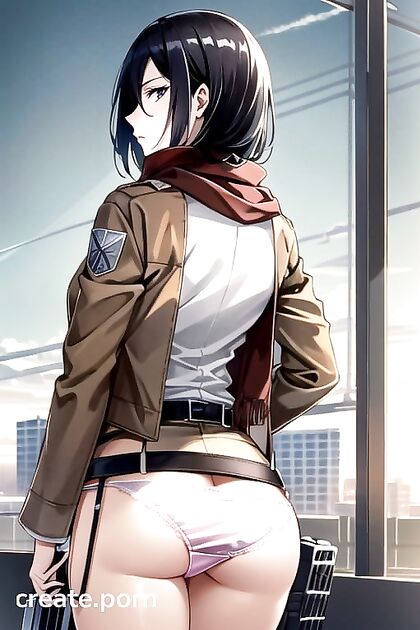 Mikasa Ackerman's Panty Line Peeks Through Her Tight Shorts Seductively