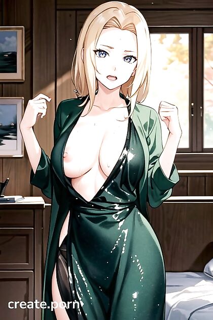 Seductive Tsunade Strips Her Shiny Sequin Dress for Mind Blowing Orgasms