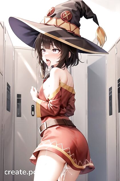 Megumin Gets Wild in the Changing Room with Mind-Blowing Ahegao Facial