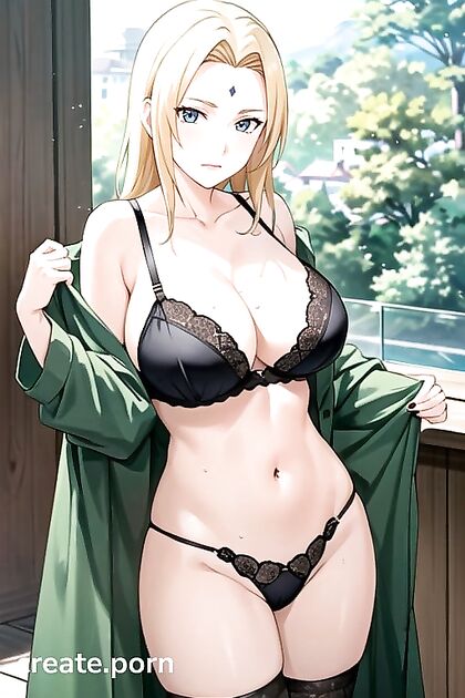 Seductive Tsunade Slips Out of Her Nyons and Lace Lingerie Slowly