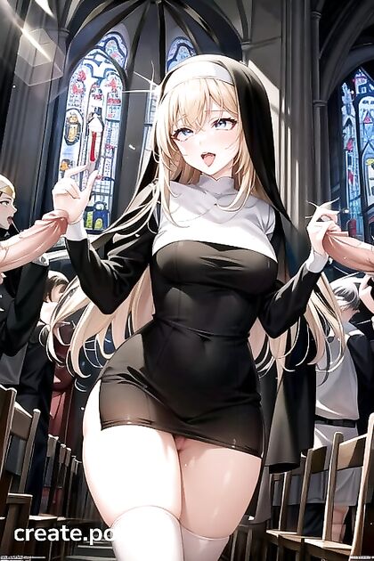 Oily Skinned Nuns Submit to Church Gang Bang Ahegao Feast