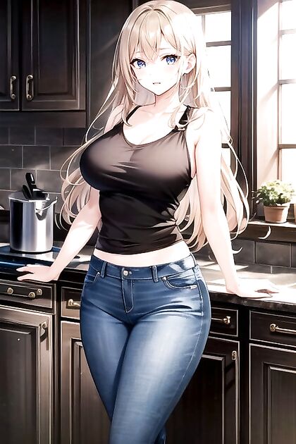 Blonde Haired, Blue Eyed Hentai AI Fucks in Kitchen