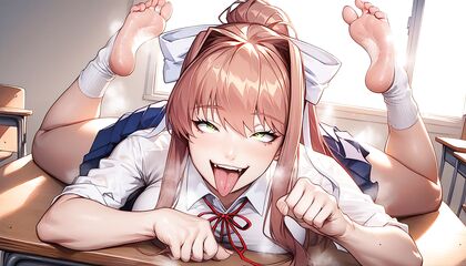 Hentai AI Porn Skinny Schoolgirl Laying on Desk with Realistic Feet Action