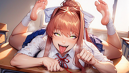 Hentai AI Porn Skinny Schoolgirl Laying on Desk with Realistic Feet Action